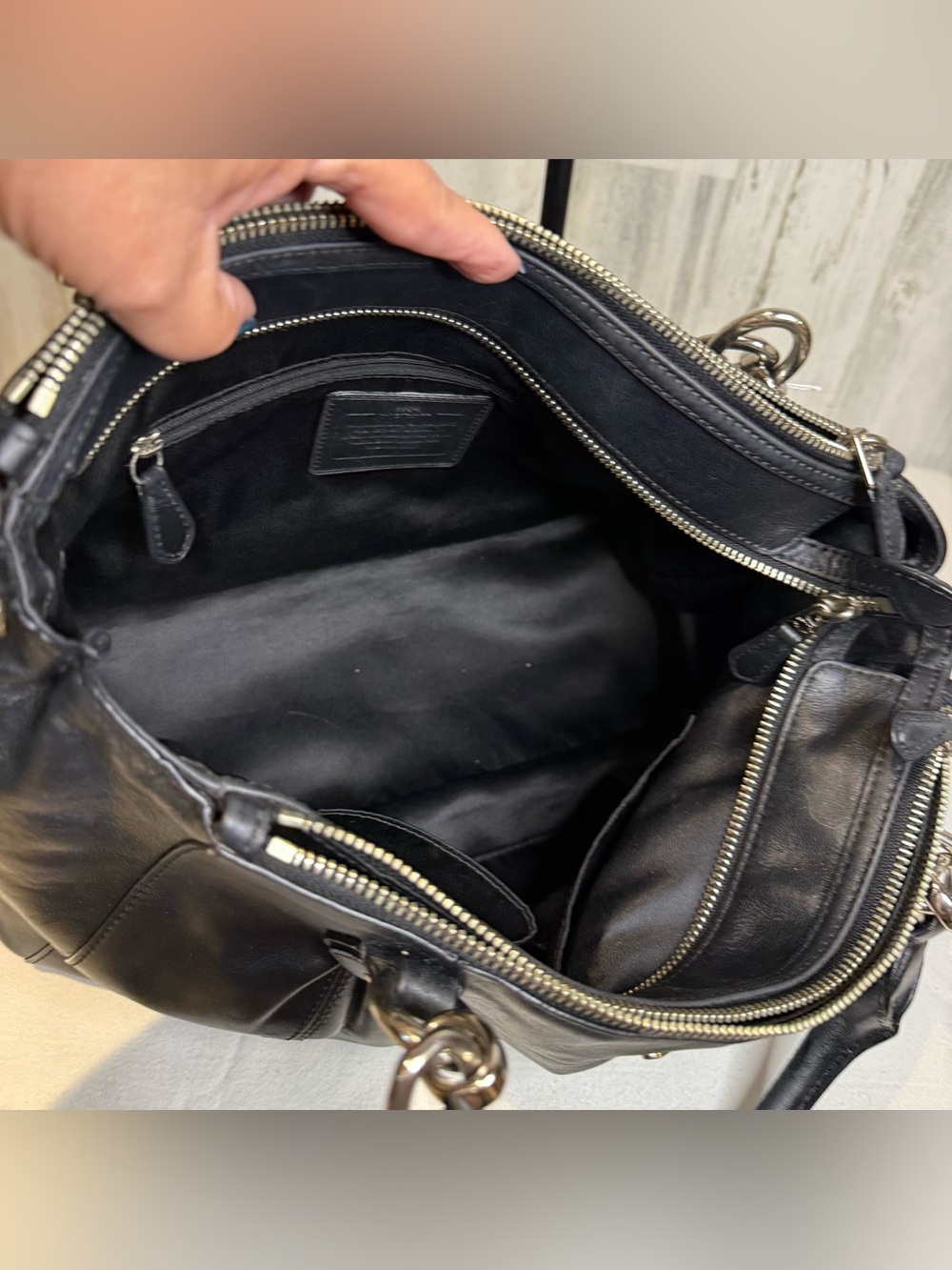 COACH Collette Black Leather Satchel Silver Hardware 2014 33447 - Picture 5 of 11